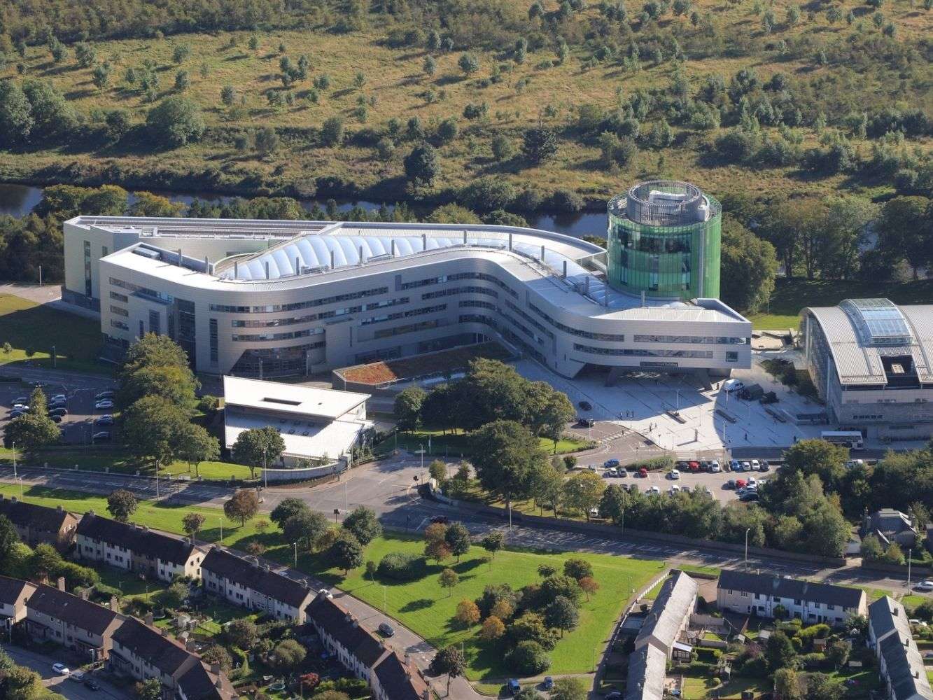 Aerial view of Robert Gordon University campus in Aberdeen